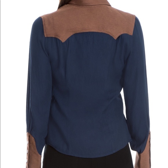 New Max Studio COLOR-BLOCK BUTTON-DOWN SHIRT - Picture 4 of 7